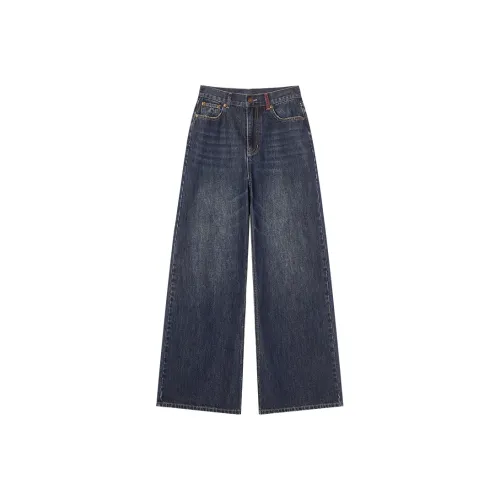 EPTISON WOMAN Темно-дженговый синий женский джинсы