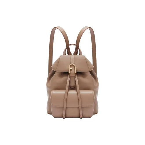 Furla Телячья кожа Рюкзак Мини Женский Серый Бежевый Ткань