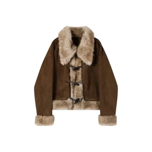 TSKIU Кофе Женские Бархатные Куртки