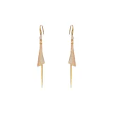 Золото-цирконовый треугольник, длинные серьги с кисточкой (утолщенное настоящее золото, гальваническое покрытие)