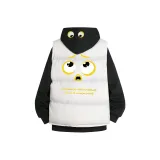 Черный с белым логотипом [с флисовой подкладкой] свитшот + абрикосовый черный логотип жилет