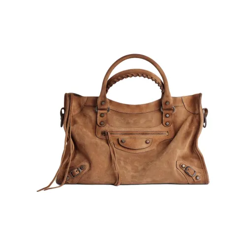 Balenciaga Le City Замша Коровья кожа Сумка Средний Женские Верблюжий цвет