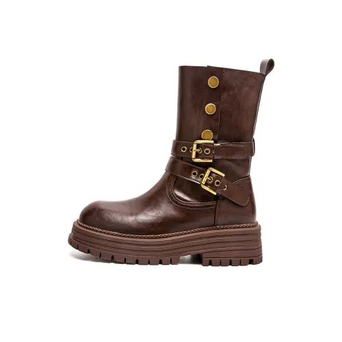 MALEMONKEY Платформа Стиль Майярд Носки Экипаж Ботильоны Западный Cowboy Ботинки Женские Мартинсы Британский Ботинки Женские