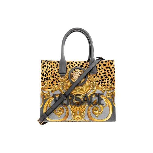 VERSACE La Medusa Ткань Тоут Сумка Сумка для покупок Сумка Маленькая Женская Золотая