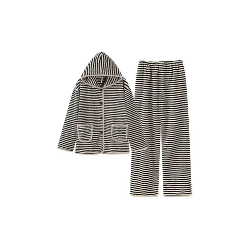 QIAOYUN Полосы Женские Пижамные Комплекты