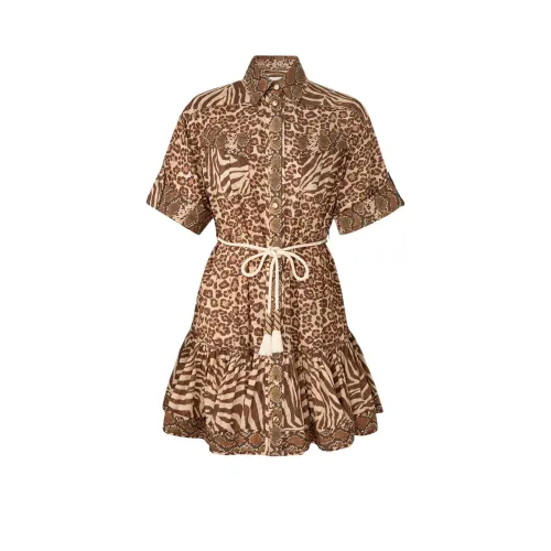 Zimmermann SS26 Короткое платье с короткими рукавами женское
