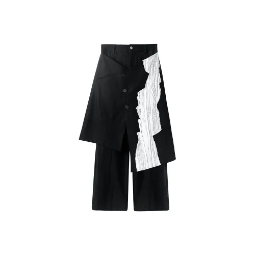 HUANXIANGZHE Шорты-юбка Широкие брюки Унисекс Черный