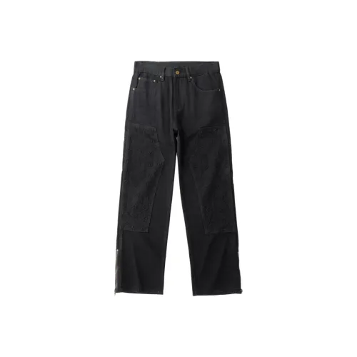 HUNZHI Деним Черные Унисекс Джинсы