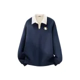 Темно-синий (Stacked Кошка Lie Пух Логотип на груди)