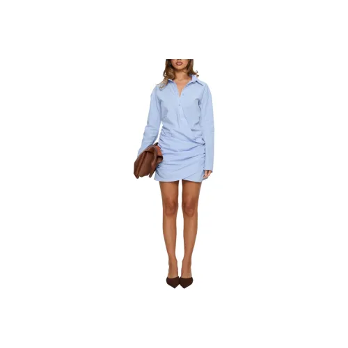 PRINCESS POLLY Цвет колодца Versed Длинный рукав с оборками рубашка мини-платье длинный рукав платье женское