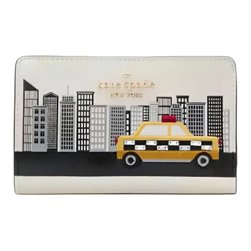 Kate Spade Поливинилхлорид Кошелек Средний Женские Яичный белый Иней Композитный цвет