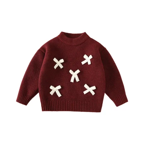 RHOBESAM Jimmy Dee Bowknot Sweater Angora Red Kids Sweaters RHOBESAM Джимми Dee Бант Свитер Ангора Красный Детские Свитера