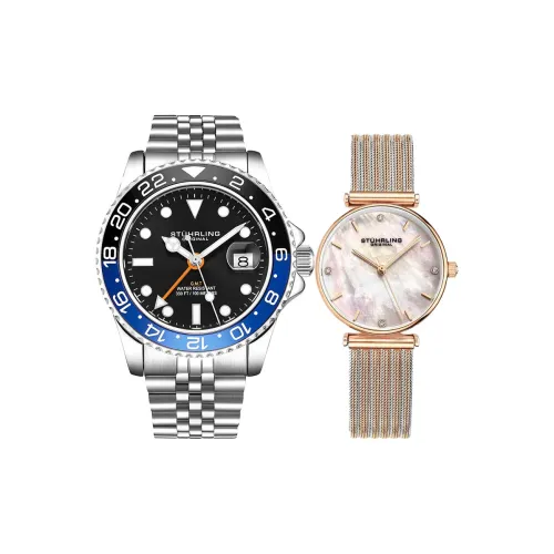 STUHRLING Кварцевые часы механизм ремешок из нержавеющей стали черный циферблат унисекс