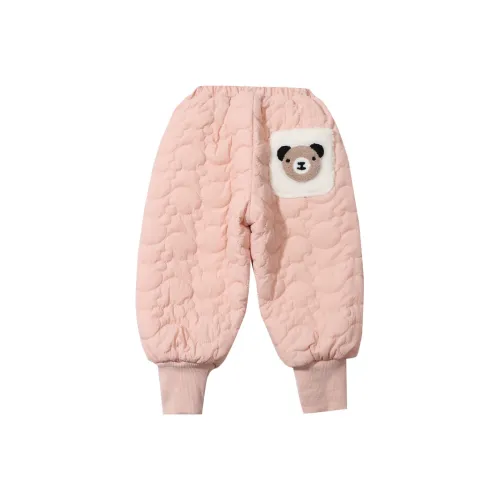 RHOBESAM О детском белье и кармане Fluffy bear утолщенный флис с подкладкой утепленные штаны розовые Kids тренировочные штаны