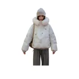 Белый, серый, хлопковый пуховик