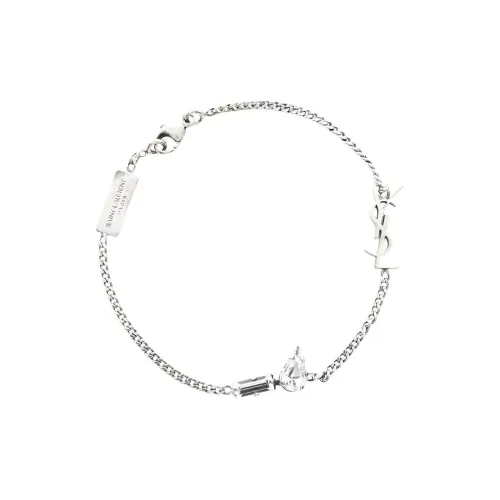 SAINT LAURENT Браслеты из латани Унисекс Серебряный