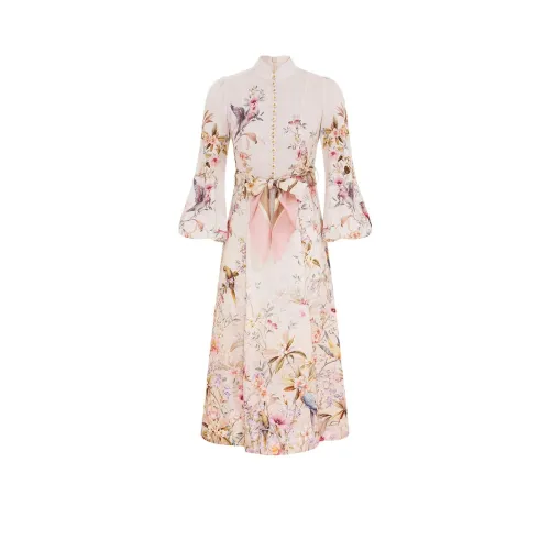 Zimmermann SS26 Длинное платье с длинными рукавами женское