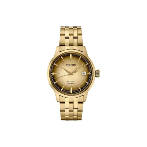 SEIKO Автоматический Механический Механизм Нержавеющая Сталь Ремешок Часы 40,5 мм Мужские Часы Желтый Циферблат Часов