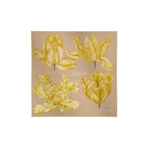 HERMES Шарфы из шелка тутового дерева Женские Ярко-желтый Золотисто-бежевый