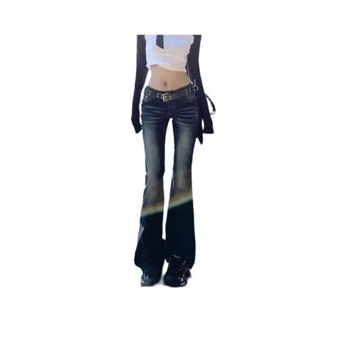 LANGQING Синий Серый Женские Джинсы