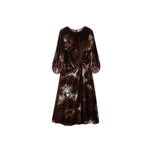 To The West Ледяной снежный Туманный Коричневый Женские Длинные Платья с Рукавами