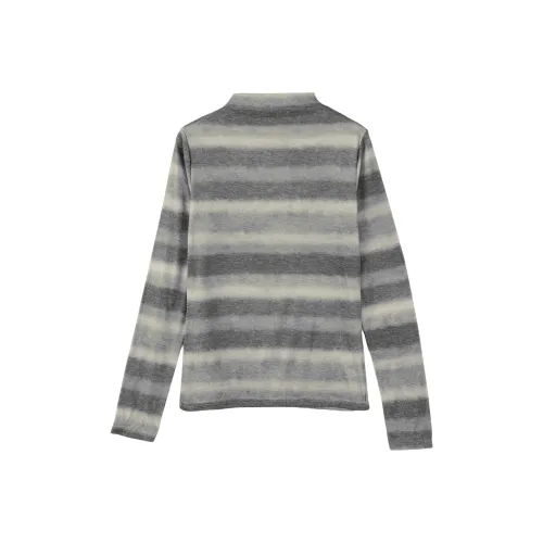 SIBAISHE Кофейно-серый Полосы Женские T-рубашки