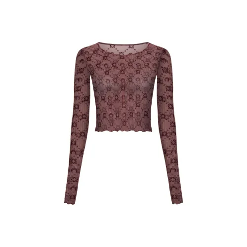 Marine Serre Красный Коричневый Женские T-рубашки