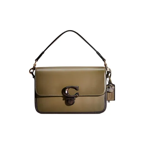 COACH Studio Перчаточная дубленая кожа Маленькая квадратная сумка через плечо одно плечо сумка среднего размера женская армейский зеленый