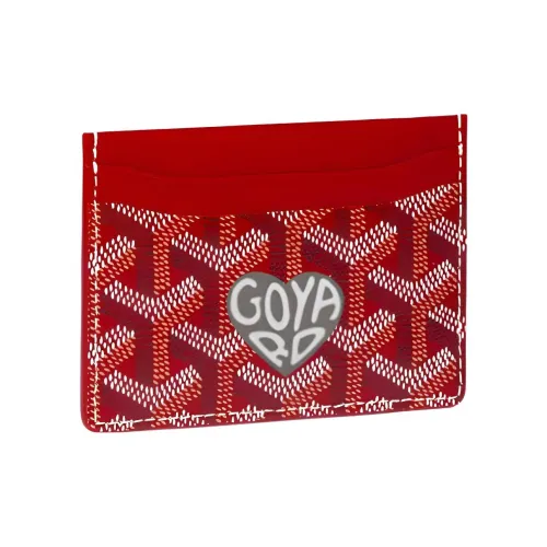 GOYARD Saint Sulpice Холст с кожей Собака's Teeth Картхолдер Картхолдер Унисекс Красный Серый Маленькое сердце