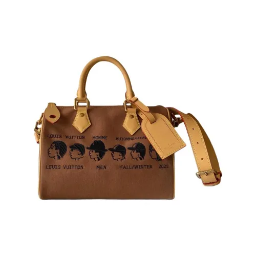 LOUIS VUITTON Nigo Collaboration Speedy Холст Бостон Сумка через плечо Сумка Мужская Коричневая