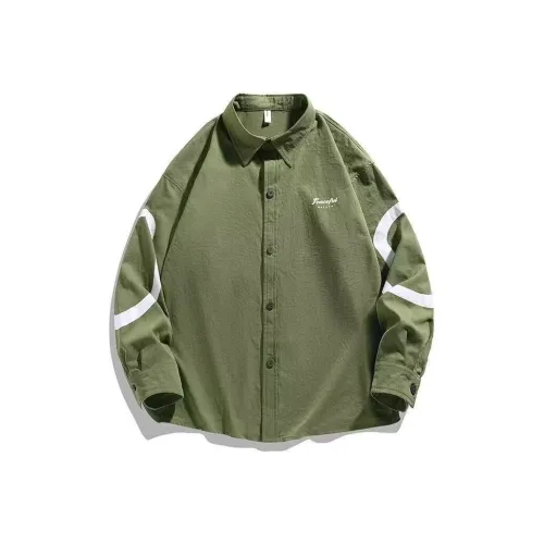 PLQV Зеленые Мужские Рубашки