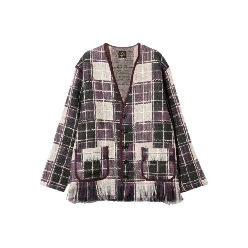 Needles FW25 Кардиган с кисточкой шерсть клетка трикотаж унисекс