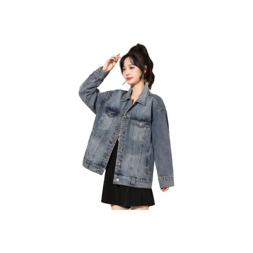 Tonlion Джинсовые куртки среднего синего цвета для женщин