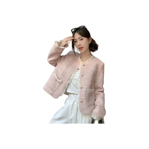 YOUSEKOO Розовый Женский Короткий Пальто