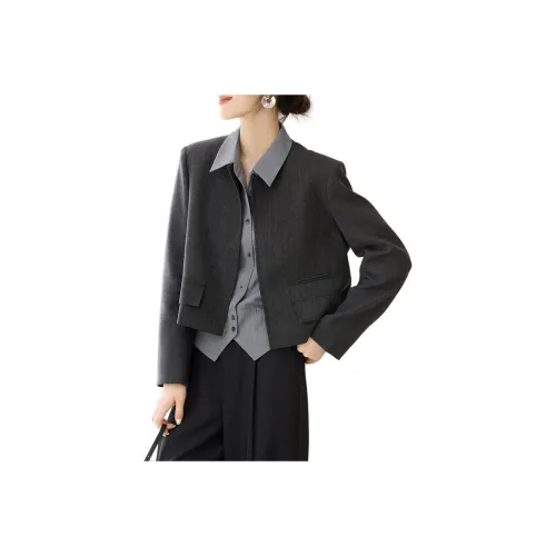 QTUR Высокая Интеллектуальность Серый Женские Деловые Костюмы