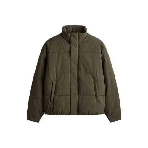 H M Темный хаки зеленый мужской пуховик (пуф)
