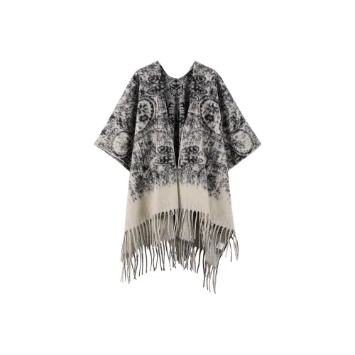 TOUCH Плащ Женский Белый с Черным Цветком