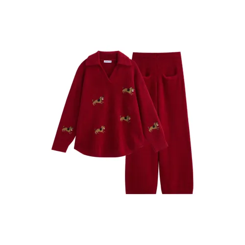 Same Language Пижамный комплект женский рождественский красный