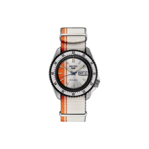 SEIKO Seiko5 Автоматический Механический Механизм Нейлоновый Ремешок Часы 42,5*46мм Мужские Часы Серебристый Циферблат