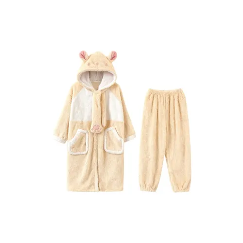 Daiyindie Осенне-зимняя пижама Robe Женская Утолщенная и с флисовой подкладкой термическая коралловая флисовая пижама