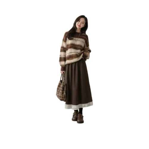 TUOFEI Коричневый Полосы Унисекс Трикотаж