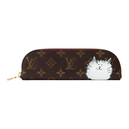 LOUIS VUITTON Grace Coddington Коллаборация Catogram Kitten CHARLOTTE Покрытый холст Путешествие Мешок для хранения Женские Коричневый