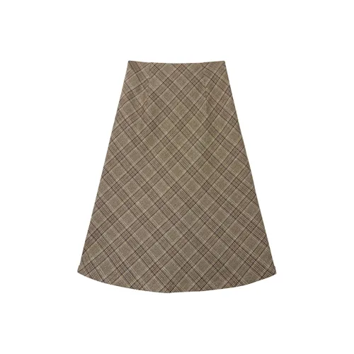 UENA Клетка В наличии Женская Повседневная Длинная Юбка
