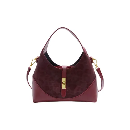 NOMK PU (полиуретан) с замшей сумка стандартная женская красный коричневый кофейный черный