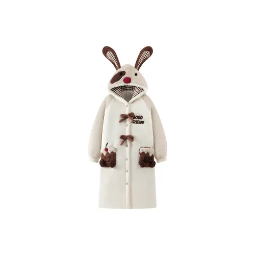 Gongdie Абрикос Белый Женские Женские Банные халаты