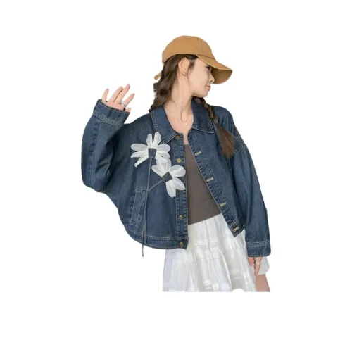 YOUSEKOO Винтажный синий женский джинсовый куртка