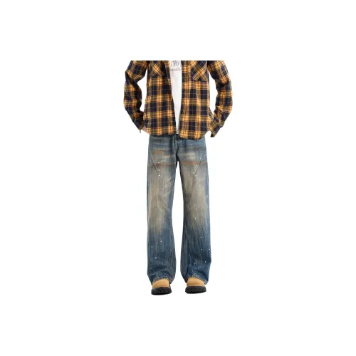 ENTONG Ностальгический синий унисекс джинсы