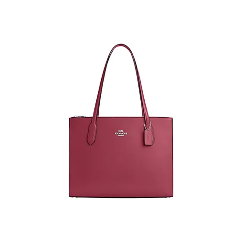 COACH Nina Спилок коровьей кожи Тоут Сумка Сумка для покупок Сумка Большая Женская Серебряный и Ярко-фиолетовый