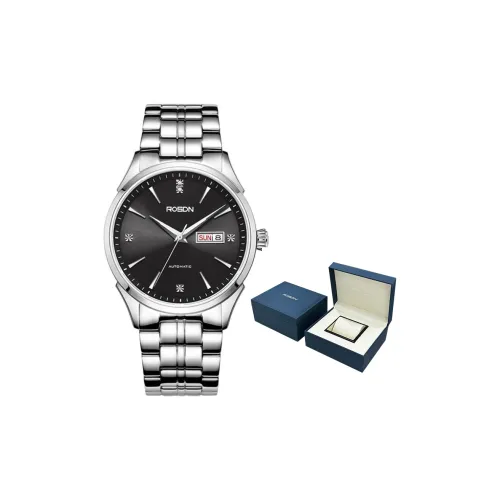 ROSDN Trendy Fashion Collection Автоматический Механический Механизм Нержавеющая Сталь Ремешок Часы Мужские Часы Синий Циферблат