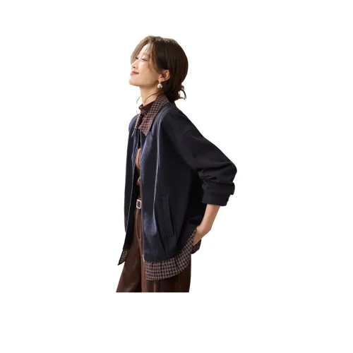 LUYOUYE Темно-синий синий и кофейный клетка женское короткое пальто